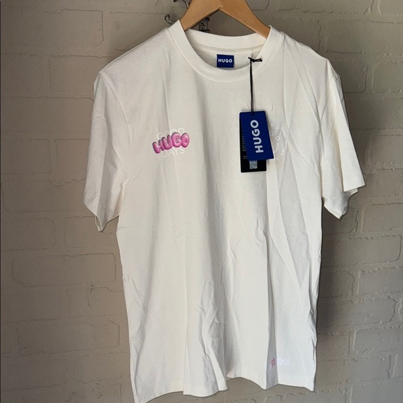 HUGO White shirt Short Sleeve Tee with Graphic Detail new small unisex - Picture 1 of 9